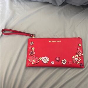 Michael Kors Red Floral Clutch